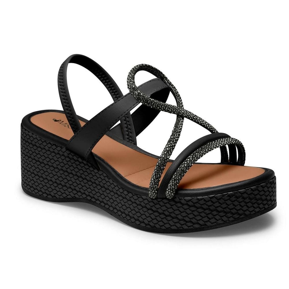 Sandália Salto Anabela Mississipi Brilho Calce Facil MF501