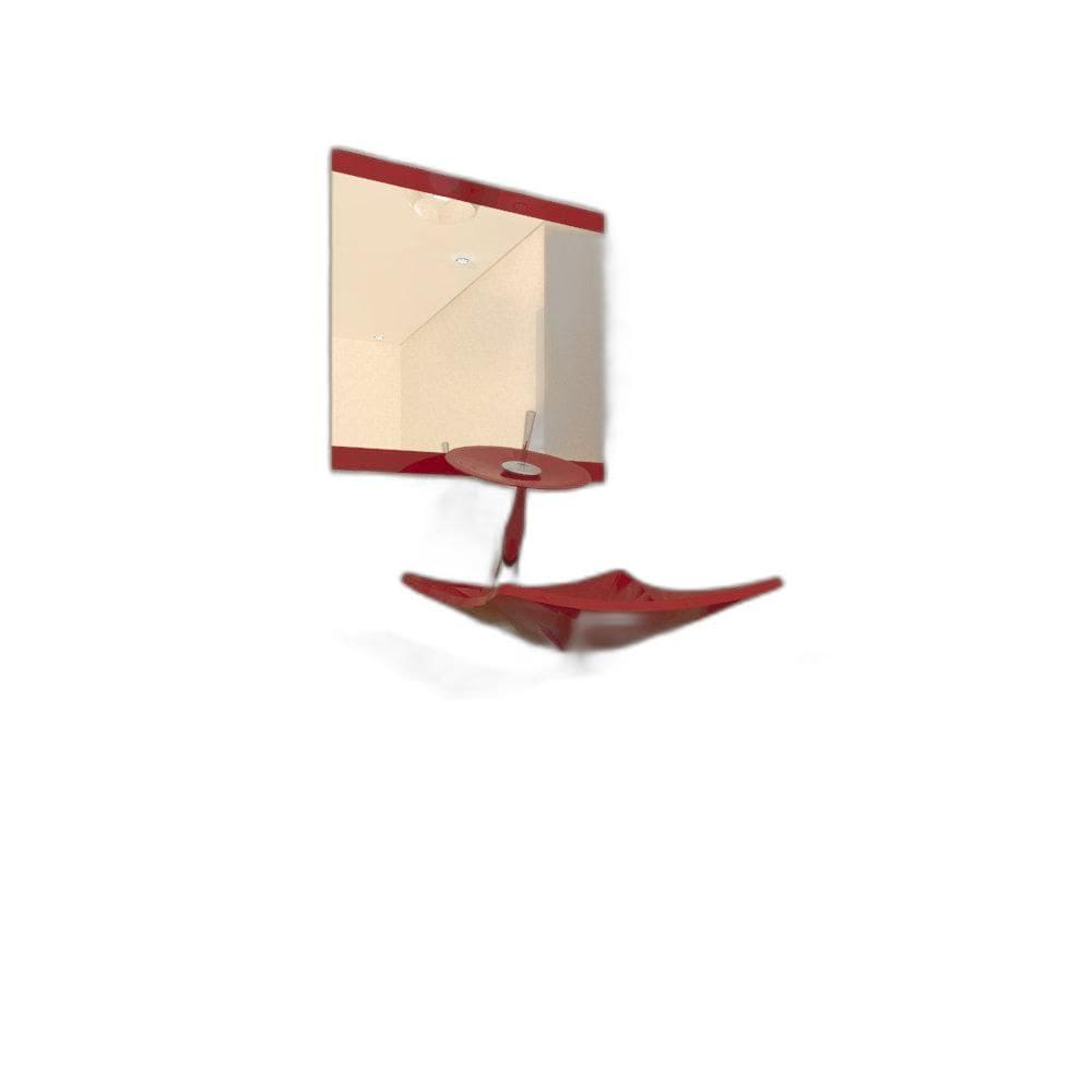 Gabinete Banheiro 40Cm Torneira Cascata Vermelho Cereja