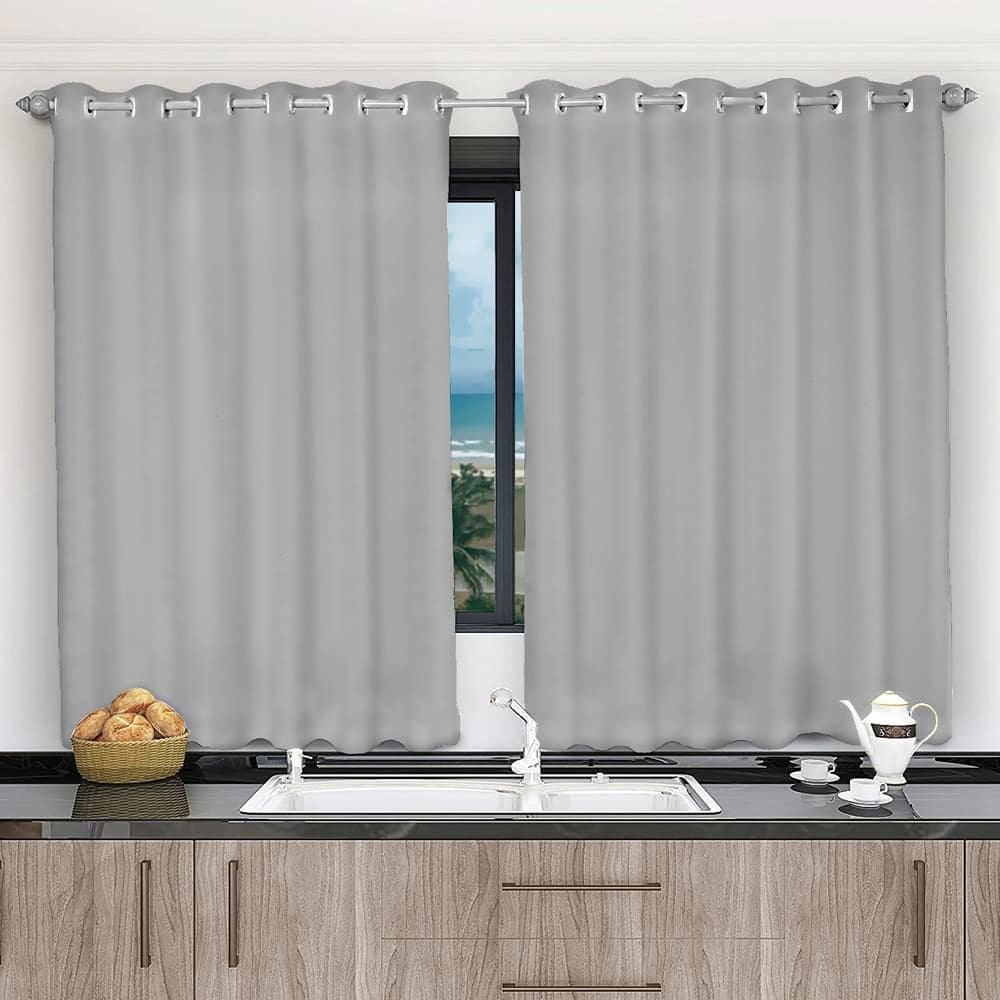 Cortina De Cozinha 3,00X1,20 Blackout Cinza Corta Luz