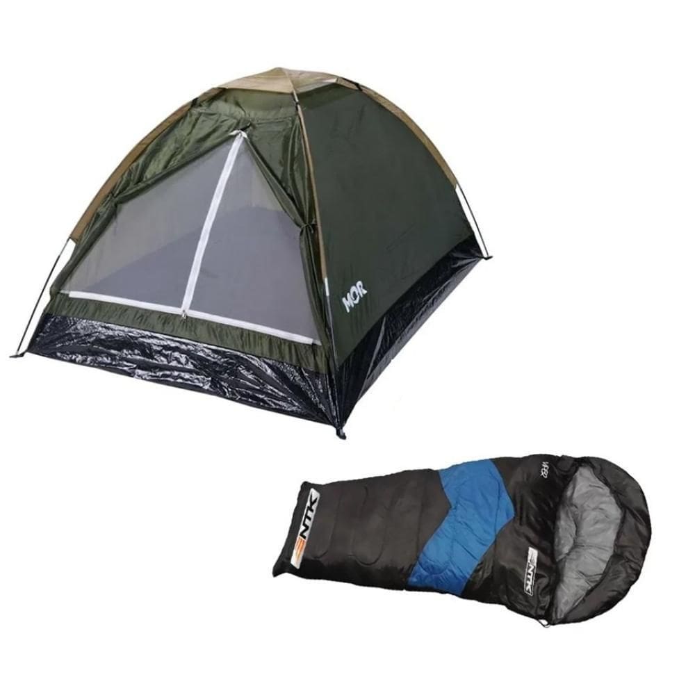 Barraca Camping Iglu 2 Pessoas Verde + Saco De Dormir Viper