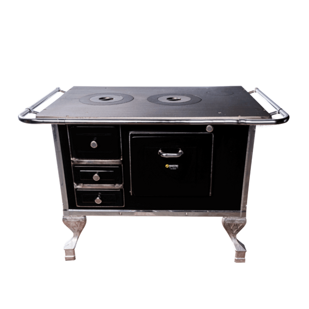Fogão a Lenha N2 Maestro 00231 com Forno Chaminé à Direita Preto