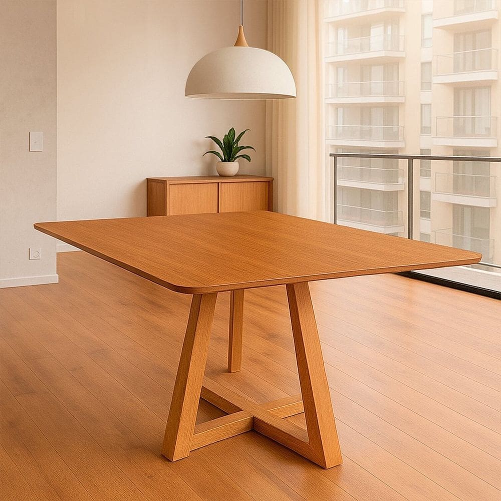 Mesa para Sala de Jantar 90cm Sofisticada com Tampo Laminado Vegas Mel