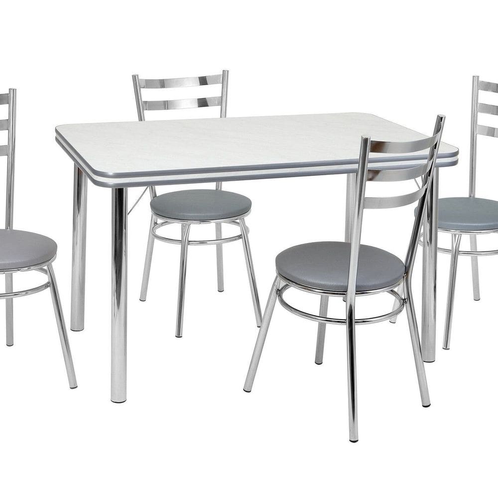 Conjunto Sala de Jantar com 4 Cadeiras Samanta Cromado/Cinza