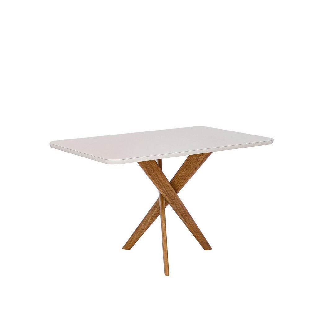 Mesa para Sala de Jantar 130cm com Vidro Cacau Off White
