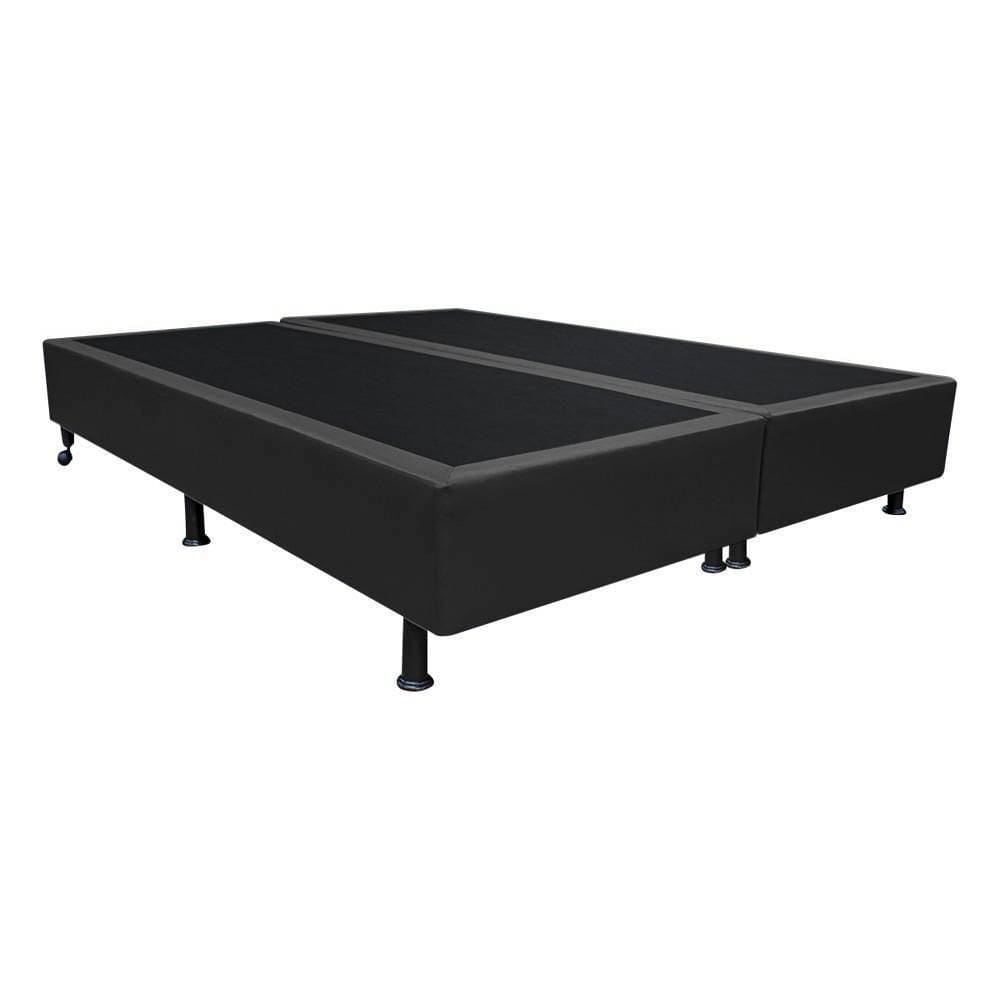 Base Box Para Cama Casal King 192x203cm Bipartido Liz S05 Sintético Preto - Mpozenato