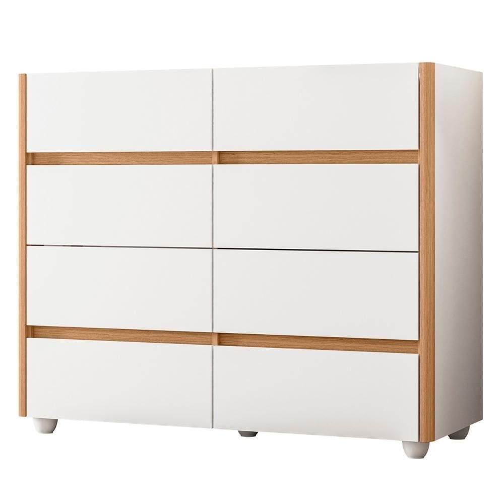 Cômoda Para Quarto 8 Gavetas 120cm Lynd A02 Branco-freijó - Mpozenato