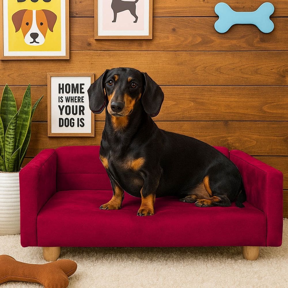 Sofazinho Cama Pet Baby Hanna Luxo Suede Vermelho