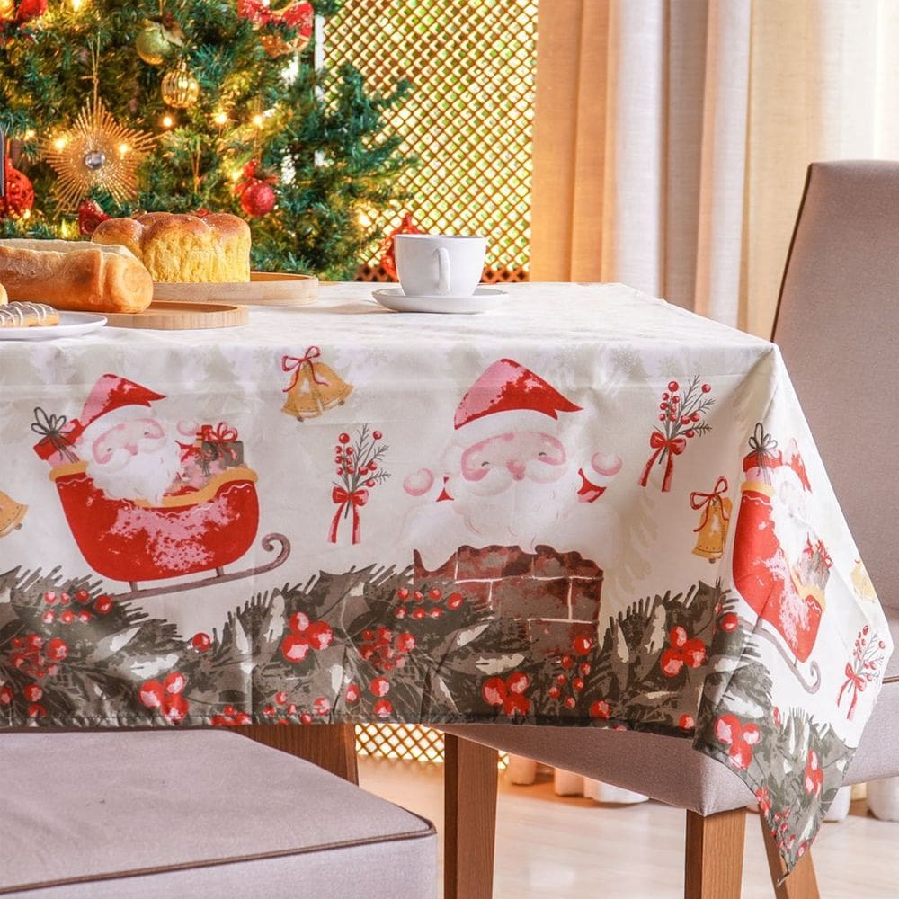 Toalha de Mesa Facile Natalina 6 Lugares 140x200cm 100% Poliéster