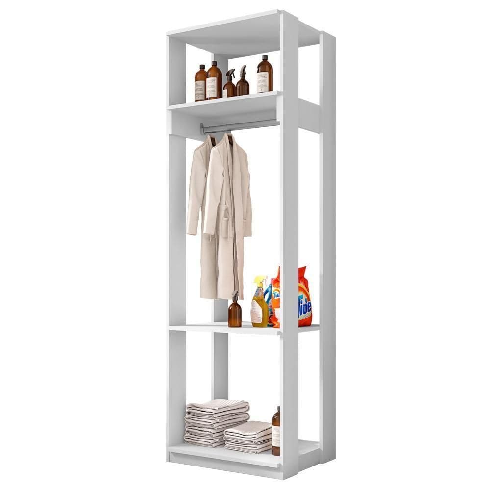 Módulo Guarda Roupa Closet Com Prateleiras Titan Branco Velluto - Móveis Leão