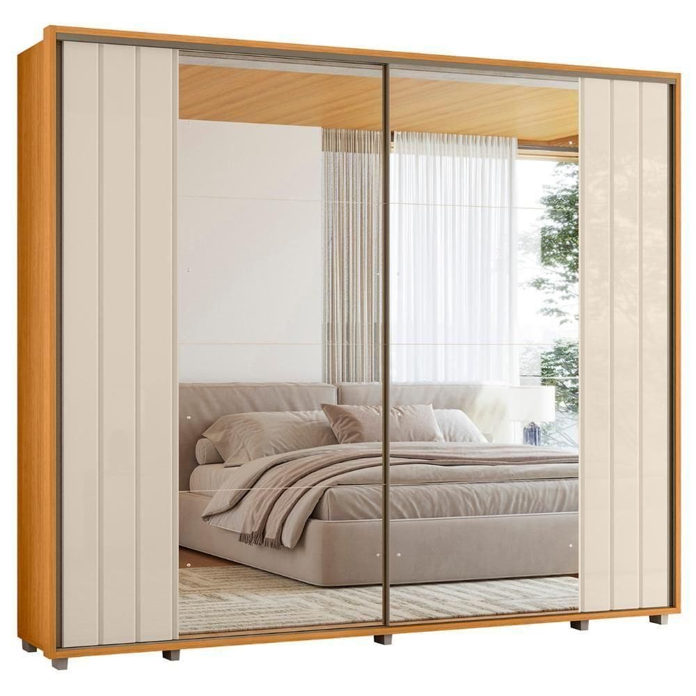 Guarda Roupa Casal 278cm 2 Portas 8 Espelhos Mya Off/cinamomo Z10 - Mpozenato