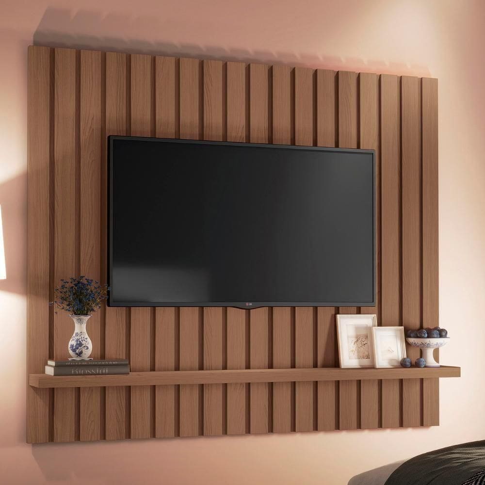 Painel 60 Pol 160cm Suspenso Ripado Link Castanho - Hb Móveis