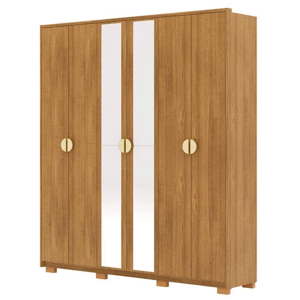 Guarda Roupa Casal 203cm Com Espelho Noronha Nature - Vila Rica