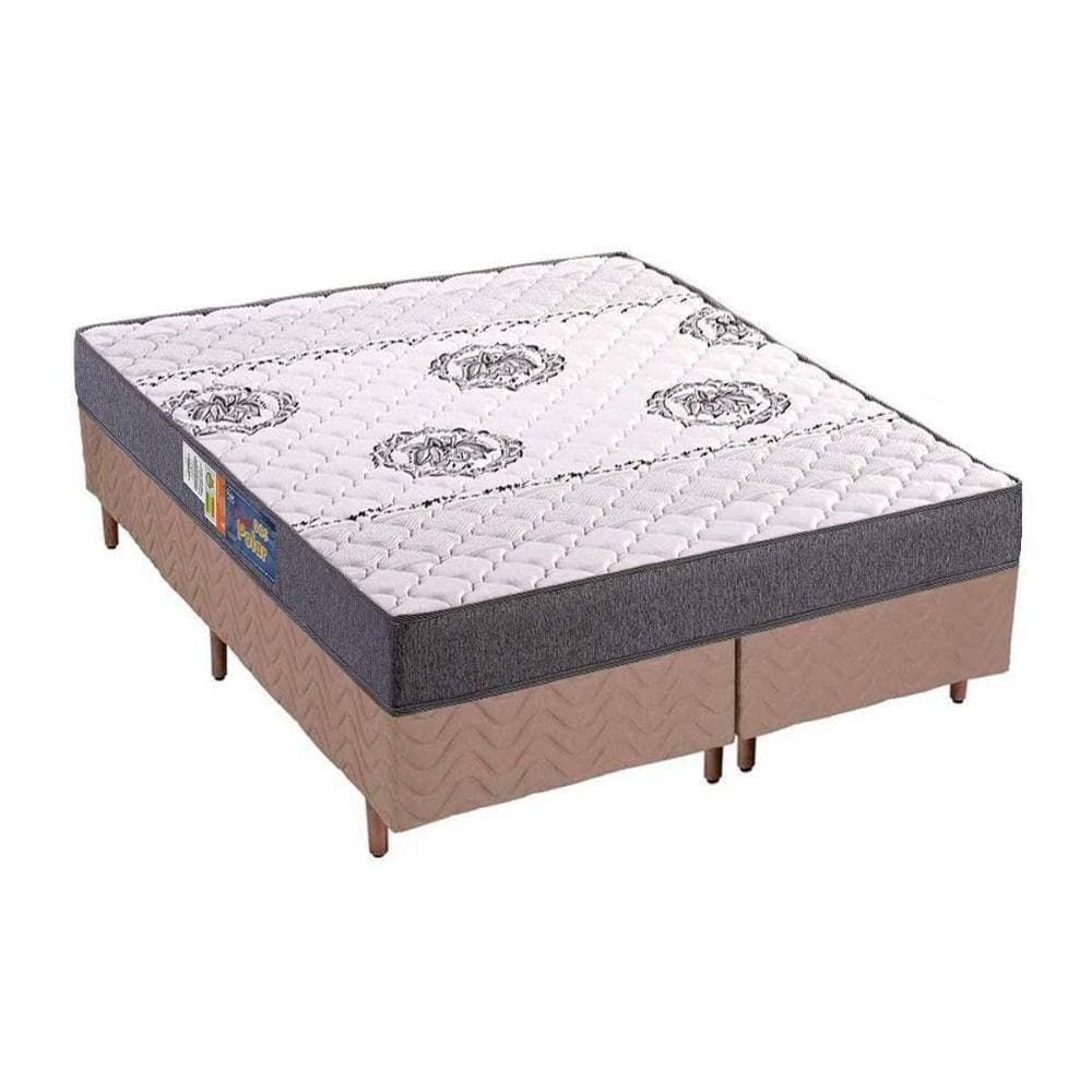 Cama Box Queen: Colchão Espuma D45 Pérola Clean + Base Crc Rústico Clean (158x198)
