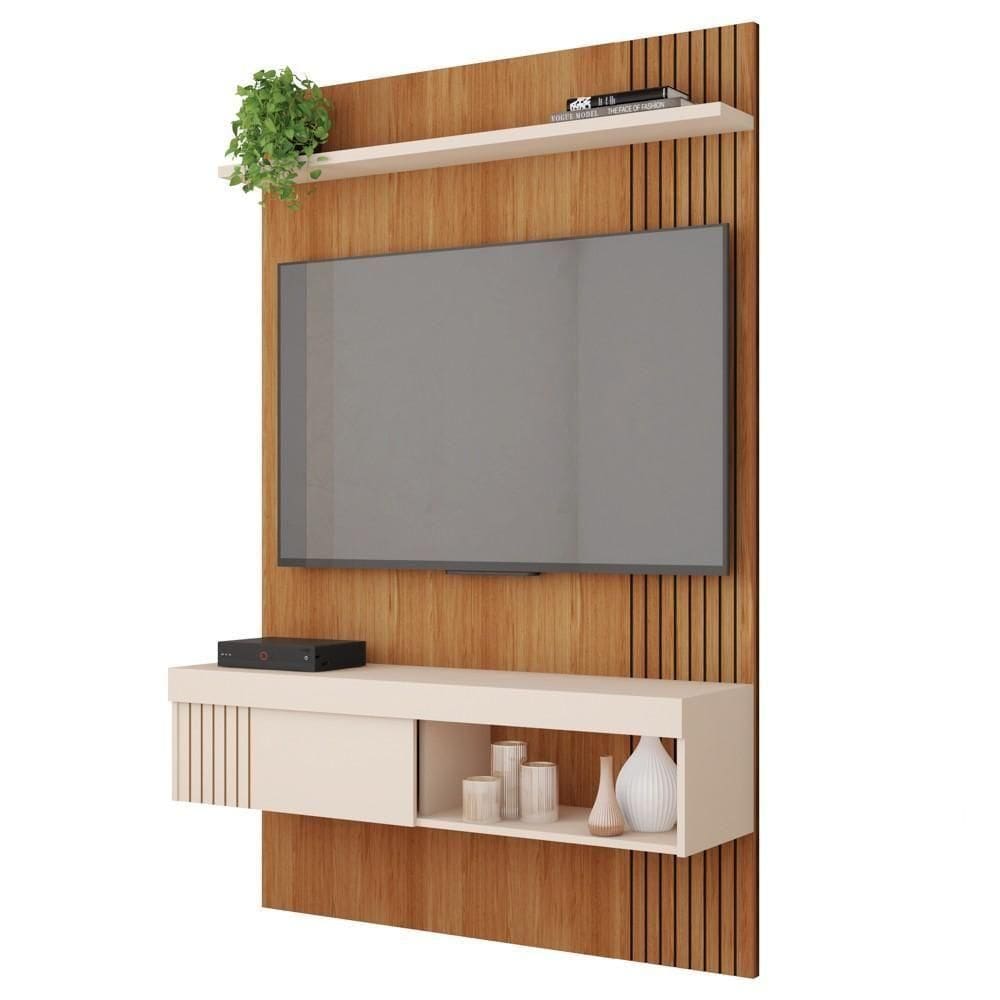 Painel Para 45 Pol Com Bancada Suspensa 120cm Jade Freijó/off White - Caemmun