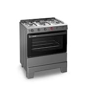 Fogão a Gás Mesa Inox Super Chama Forno 84L Limpa Fácil e Acendimento Automático IDEAL Super F5IAT Cor Titanium 5 bocas Bivolt