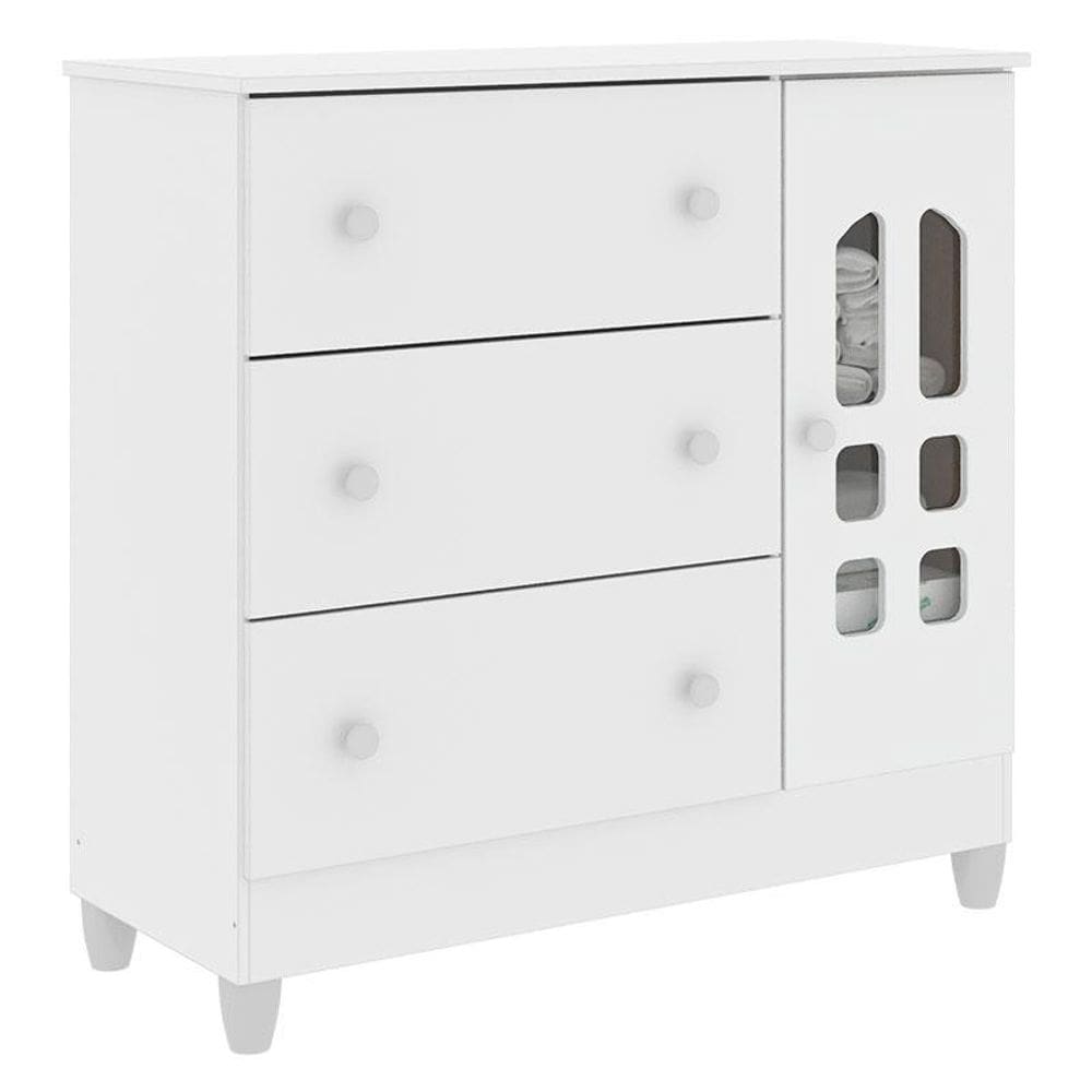 Cômoda Infantil New Selena com Porta Branco Brilho – Carolina