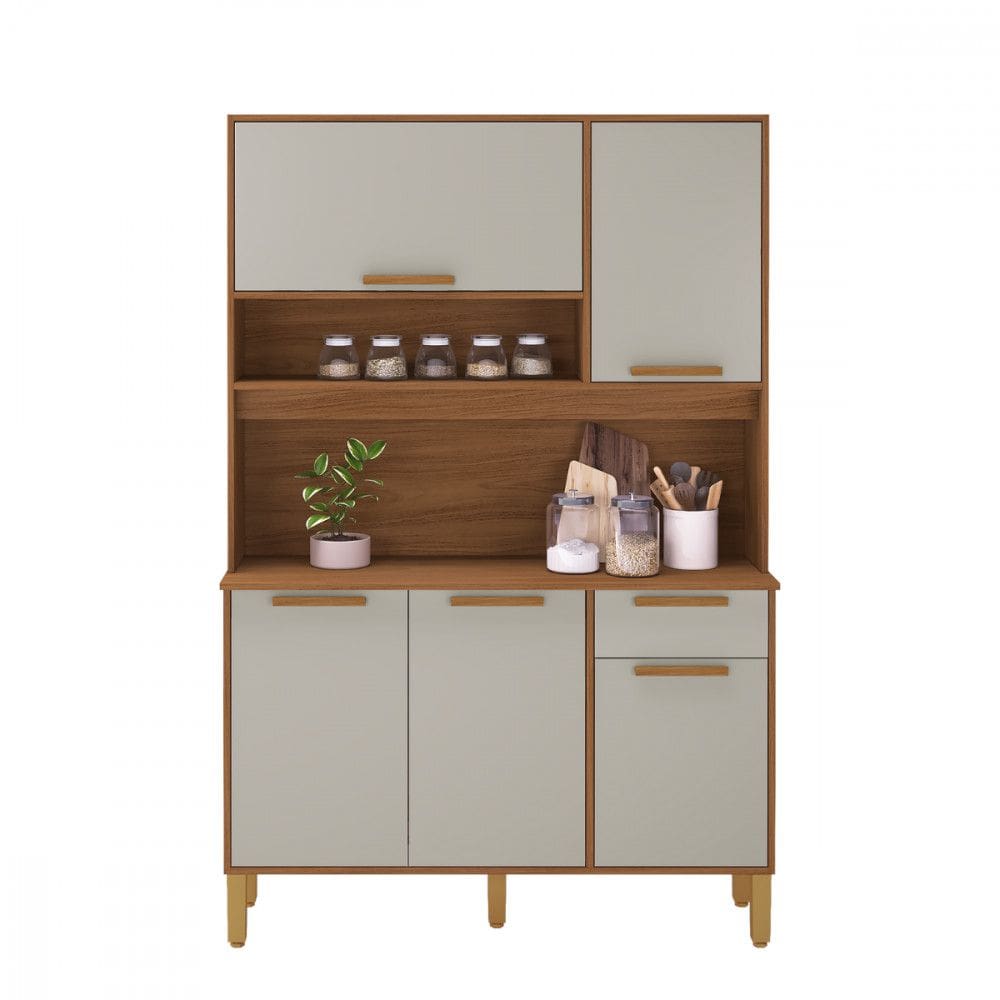 Cozinha Compacta Sintra 120 Freijó com Off White Indekes