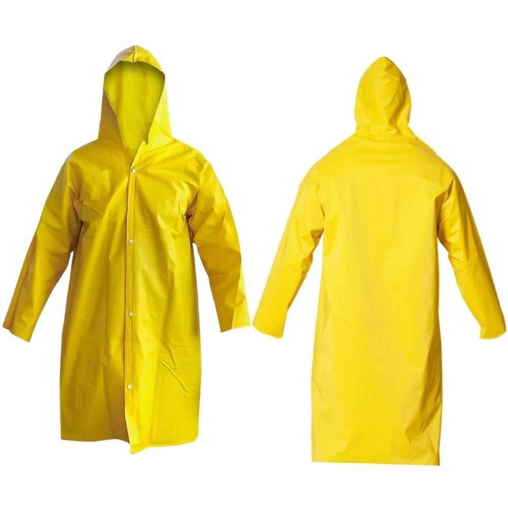 Capa de Chuva PVC Forrado com Capuz Fixo e Manga Longa EVALD