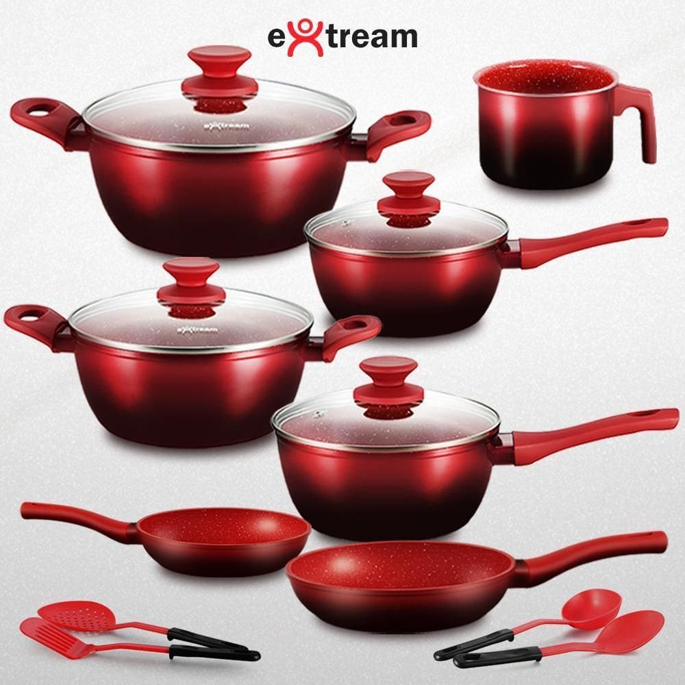 Jogo De Panelas Extream Rio Red 11 Peças Revest Ceramico