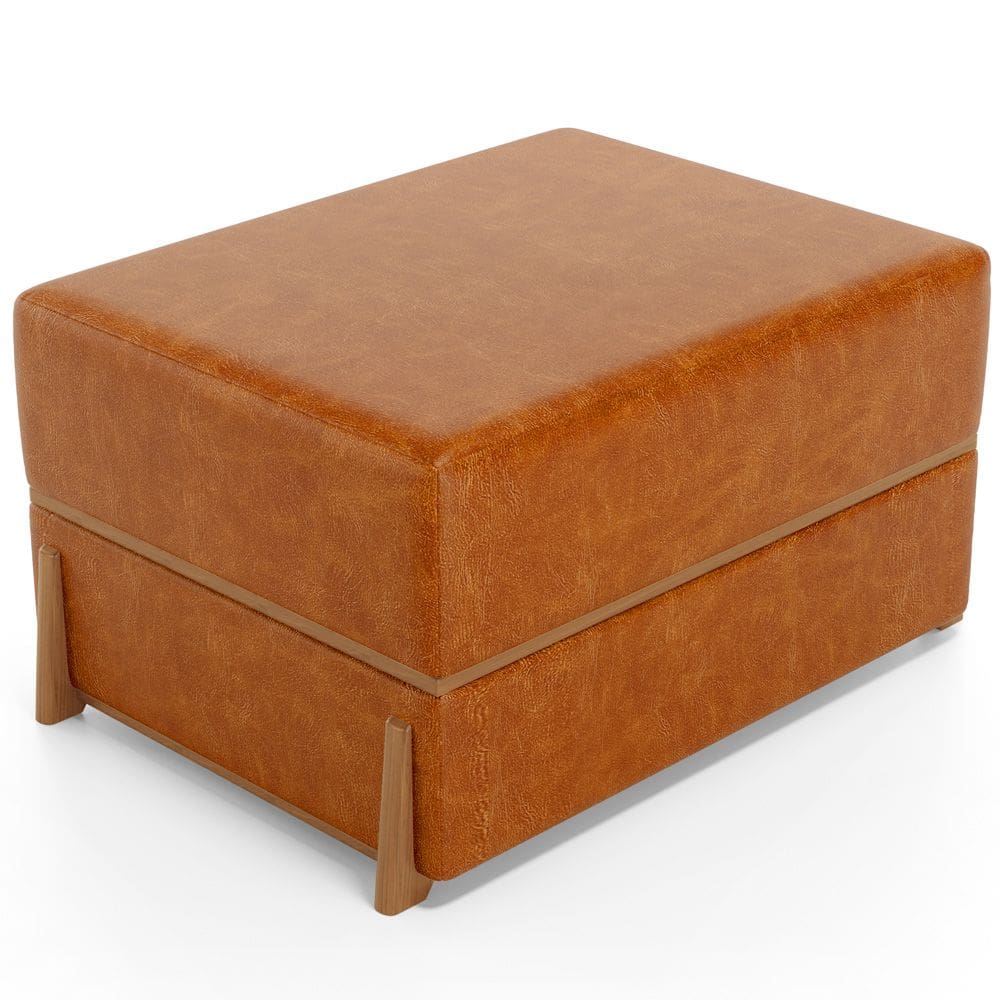 Puff Decorativo Retangular Para Sala de Estar Domus L02 Couríssimo Canela - Lyam Decor