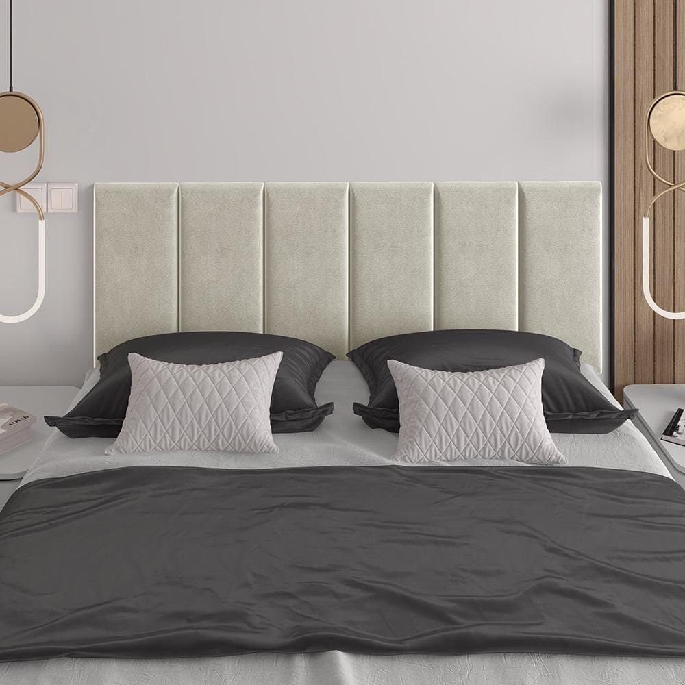 Cabeceira Almofadada Julia 160 Cm - Suspensa Suede Mdf Pérola - Movelove Pérola