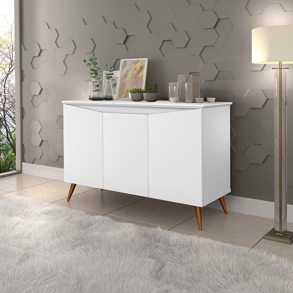 Buffet Aparador - 3 Portas Prateleira Interna Mdf Branco - Movelove Branco
