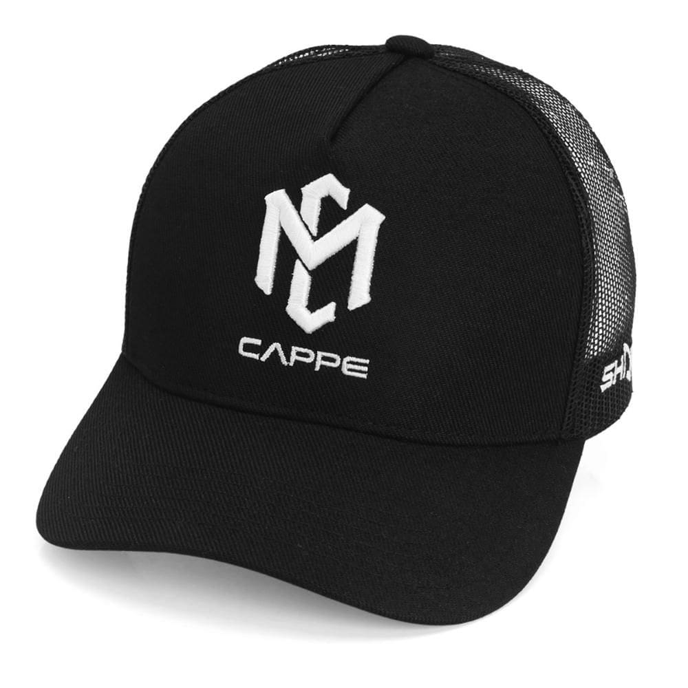 Boné Shark Cappe Trucker com tela Preto e Branco