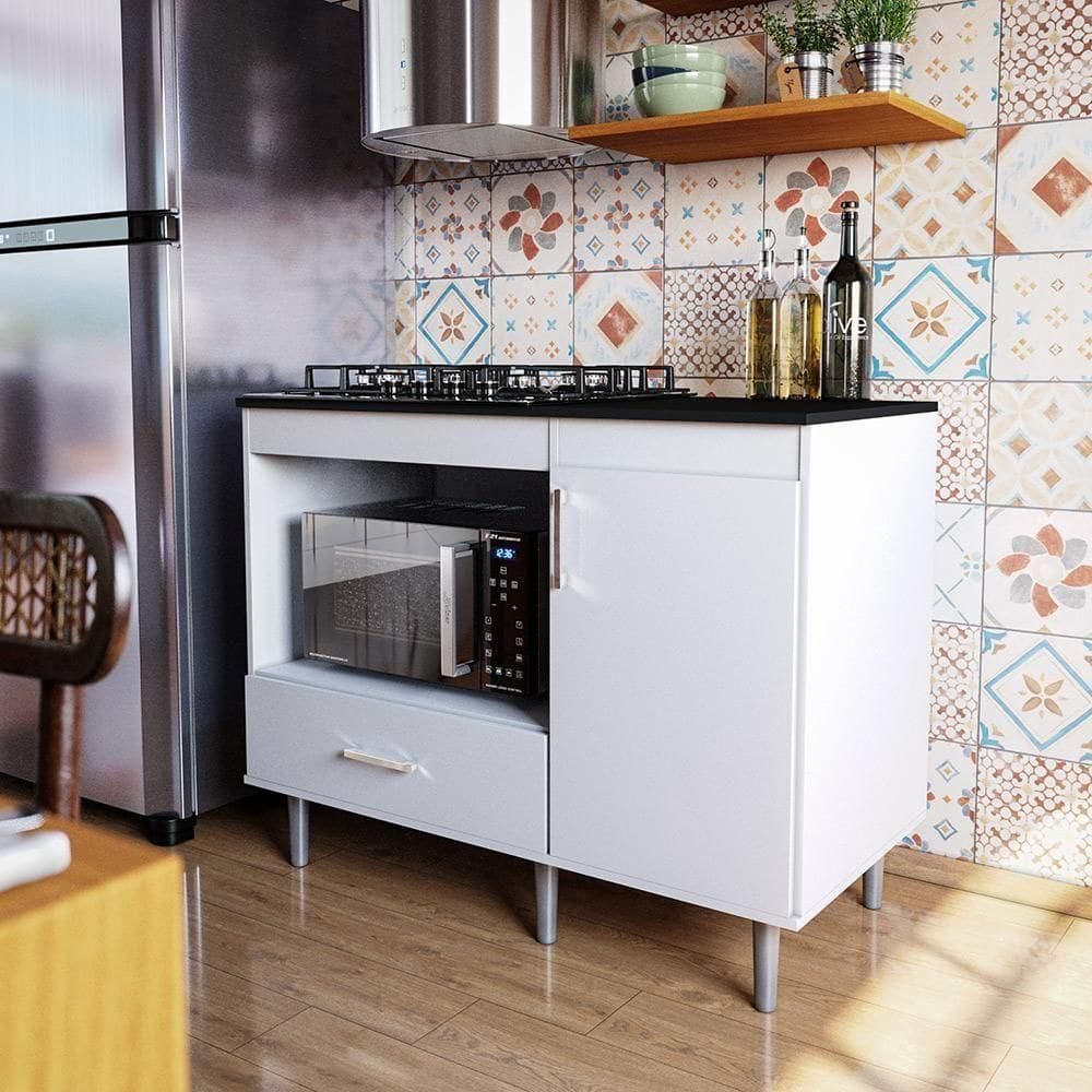 Vr Balcão Cooktop 1,05m Branco Branco