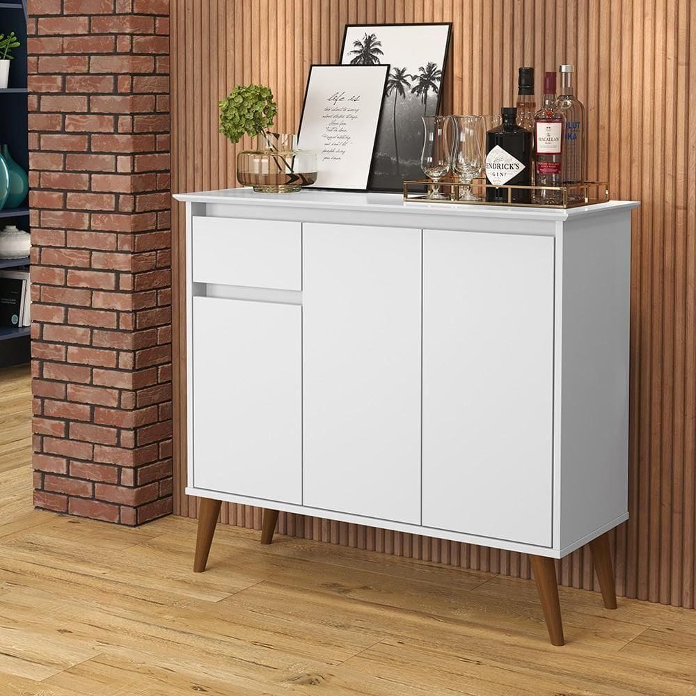 Aparador Buffet Veneza - 3 Portas E 1 Gaveta Em Mdf-mdp Branco - Ej Móveis