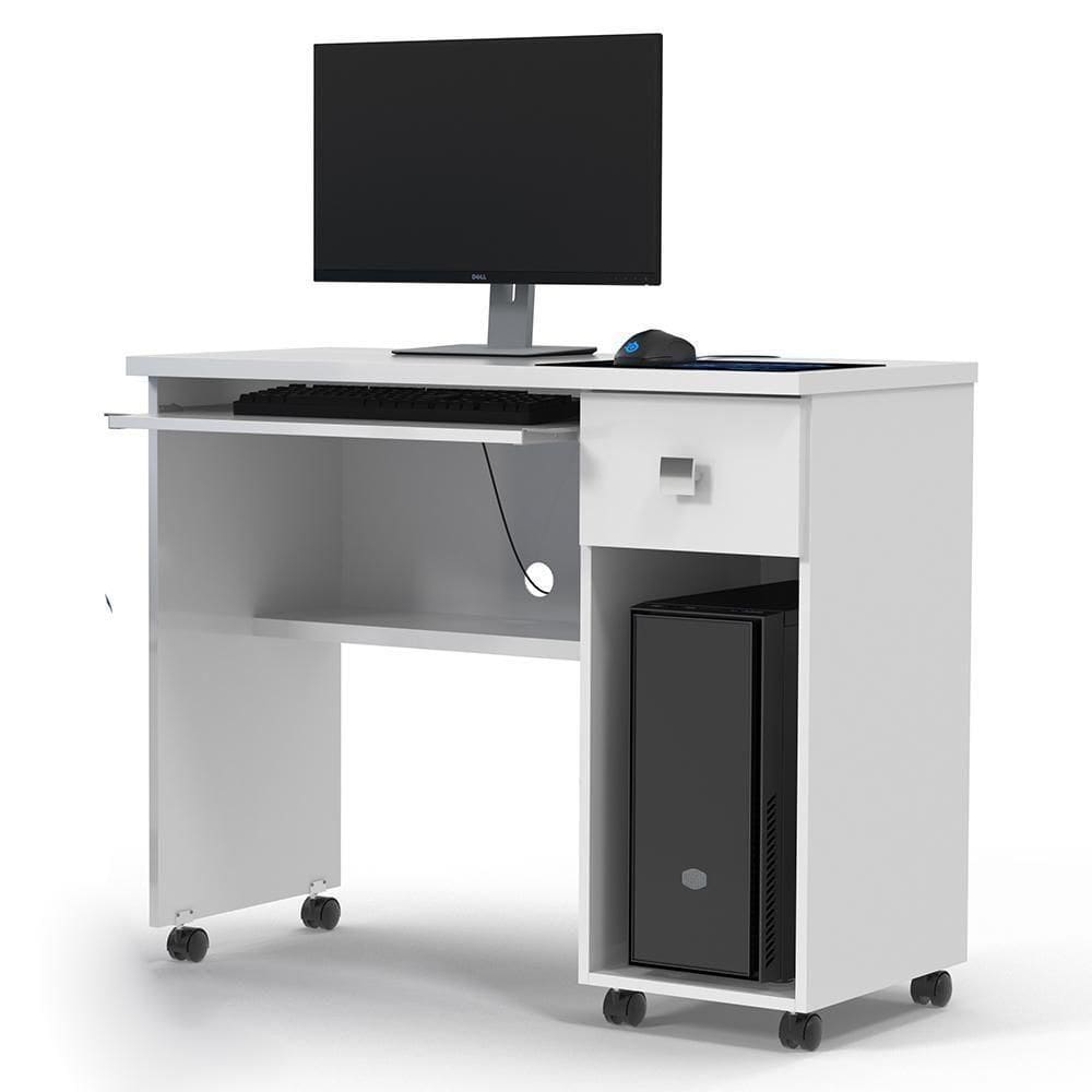 Escrivaninha Office Vicenza Branco Brilhante - Lukaliam Móveis