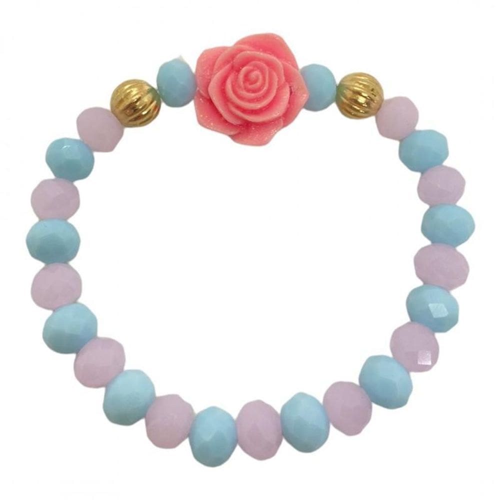 Pulseira Cosme E Damião Com Rosa Cristal E Silicone