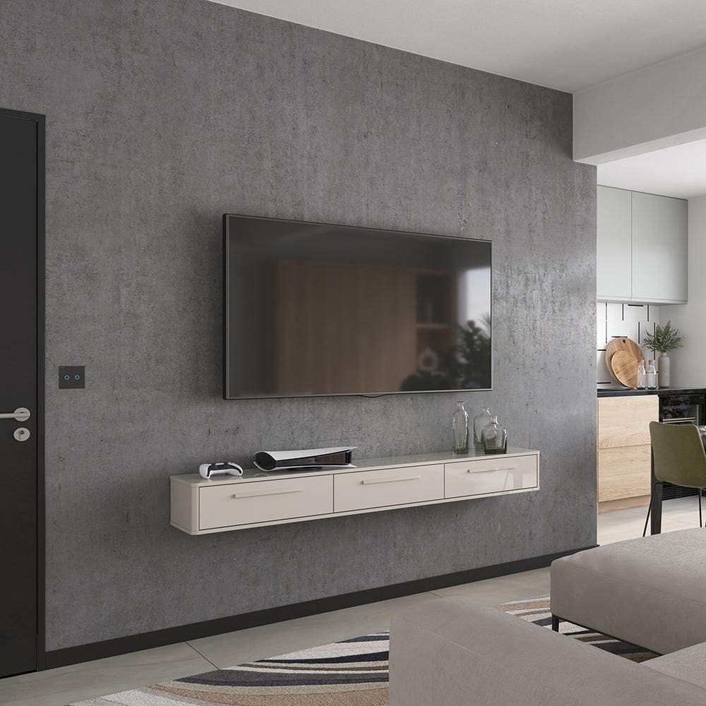 Rack Suspenso Bali Cm Sala De Estar-quarto - Lukaliam Móveis - Off White Perolizado