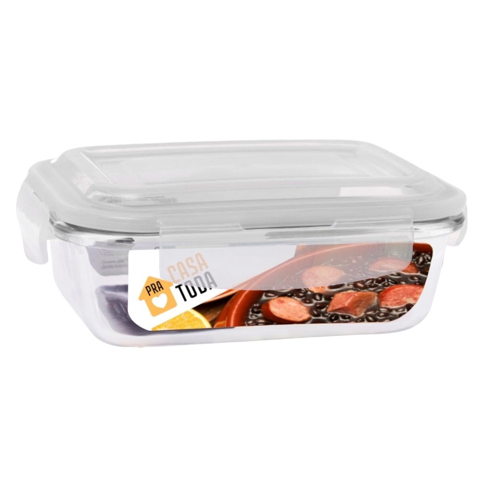 Pote Vidro Retangular 1040ml Com Tampa Marmitas Fitness 1 UN