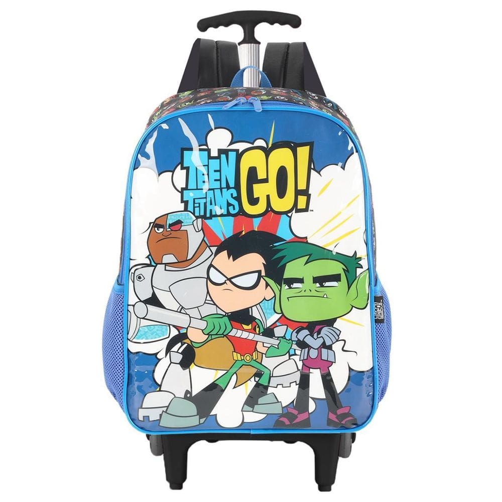 Mochila Jovens Titãs Rodinhas Escolar Teen Titans - Azul