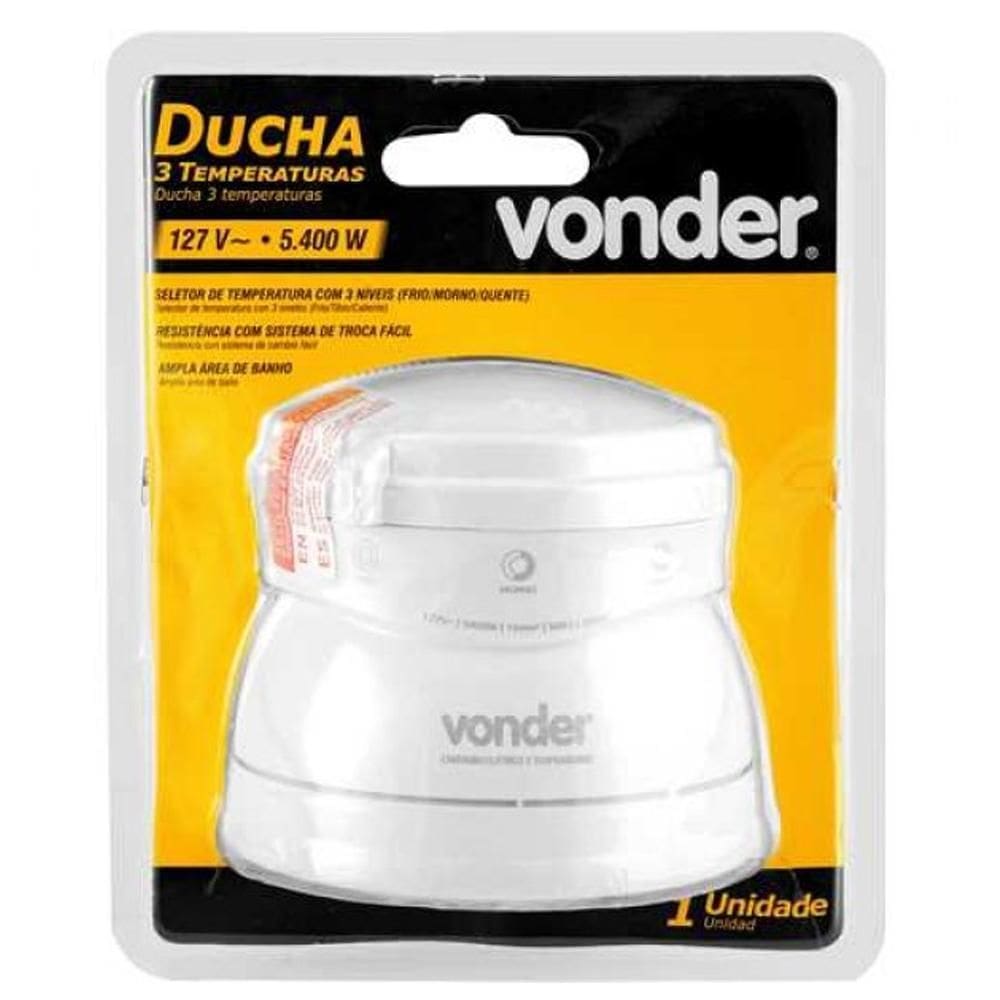 Ducha Chuveiro Elétrico 3 Temperaturas 5.400W Branca Vonder