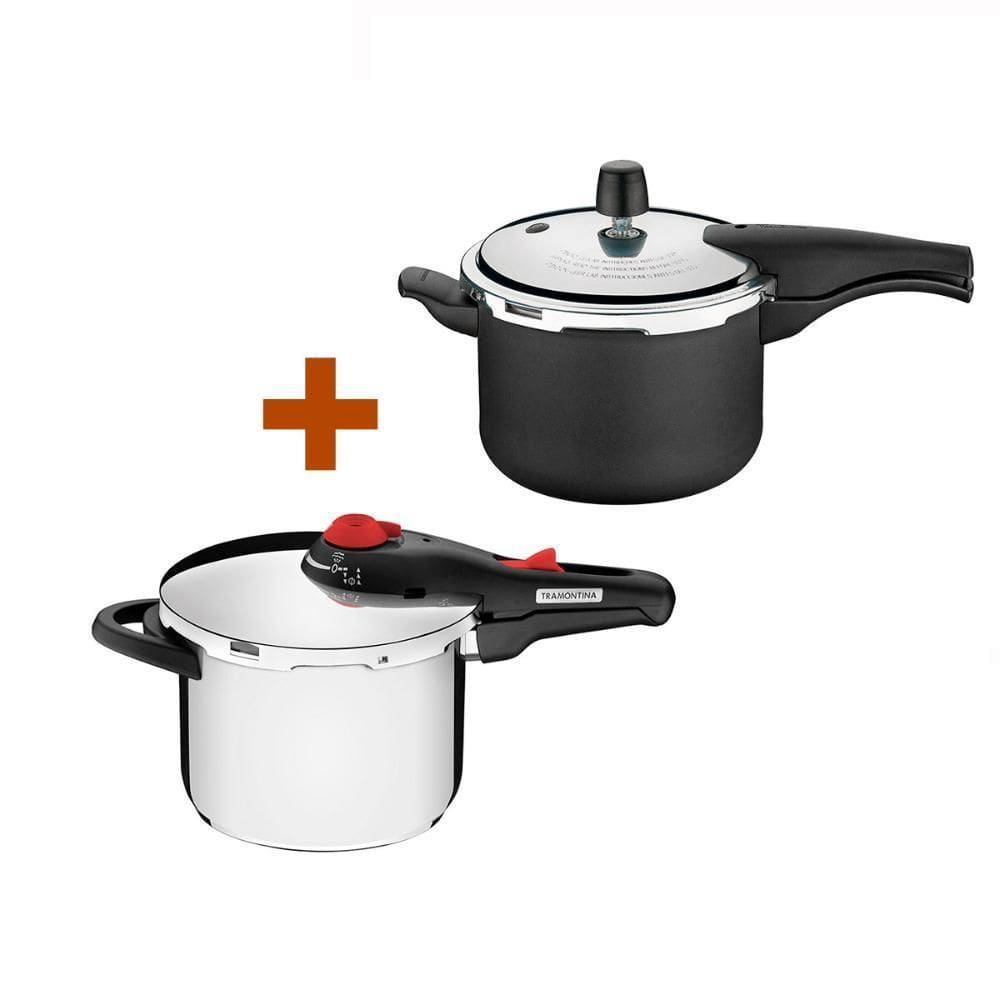 Panela Pressão 6L Aço + Panela Pressão 4,5L Tramontina