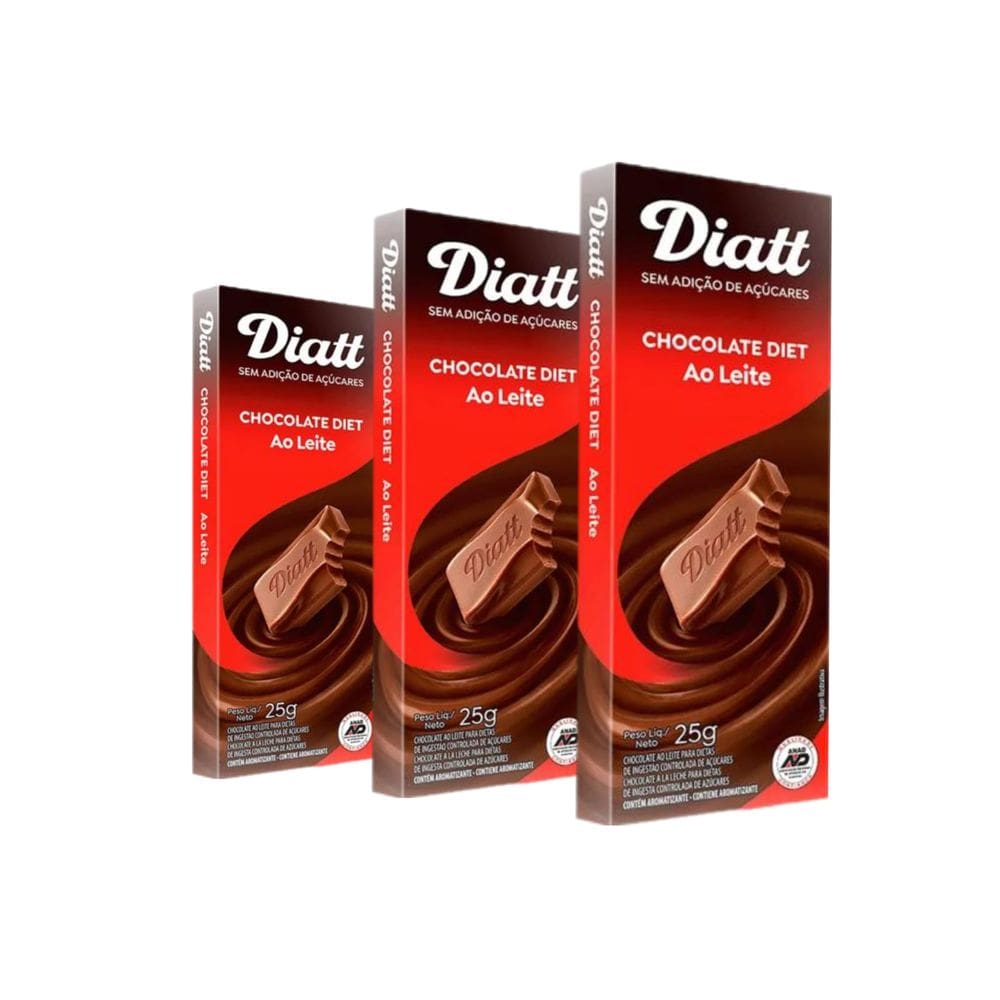 Chocolate Diet ao Leite Diatt 25g - 3 Unid