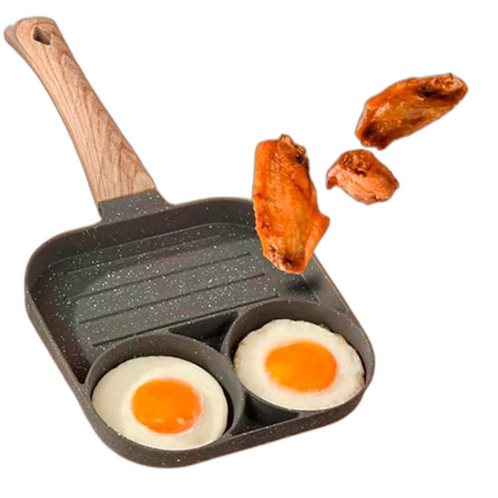 Frigideira Anti Aderente 2 Buraco Para Ovo Hamburguer Carne
