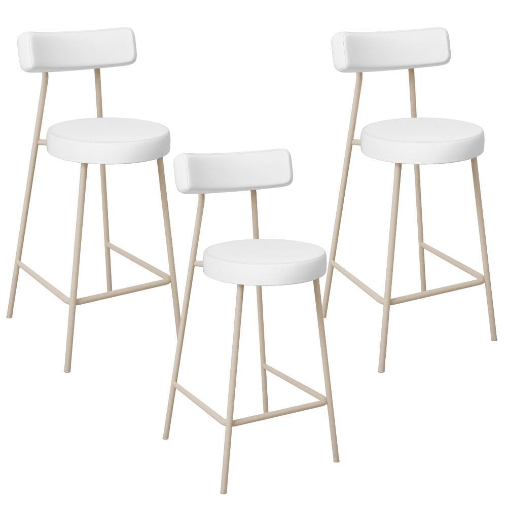 Kit 03 Banquetas Baixa Cozinha Sala Jantar Bancada Milão Arena L02 Facto Branco  -LyamDecor