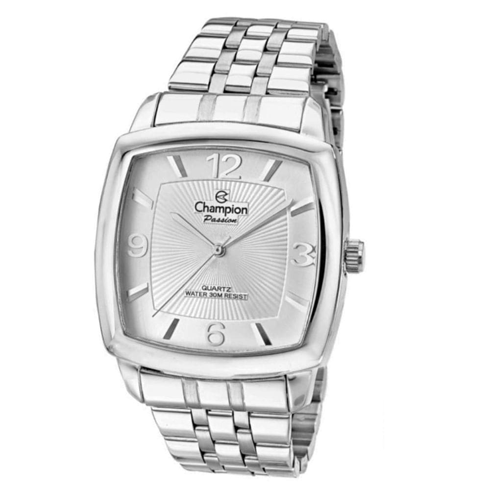 Relógio CHAMPION masculino analógico prata branco CN28740Q