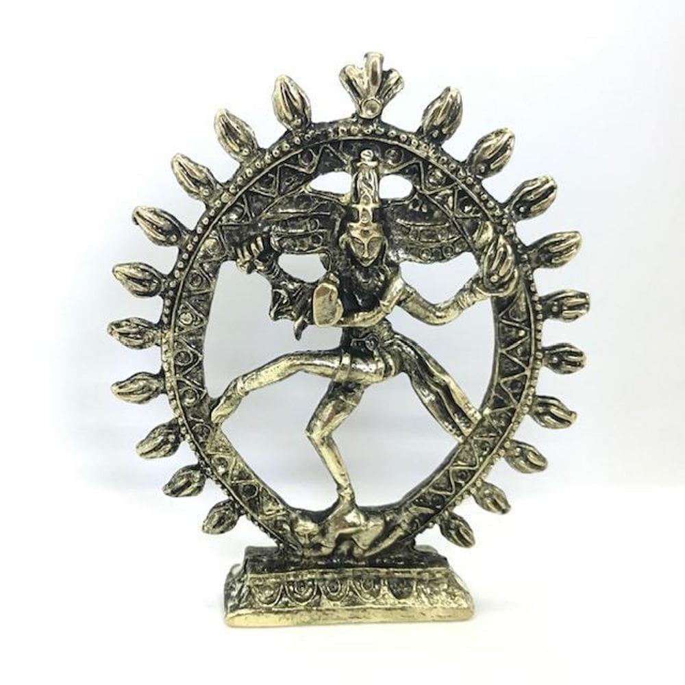 Shiva Na Roda Dourado Em Metal 10 Cm