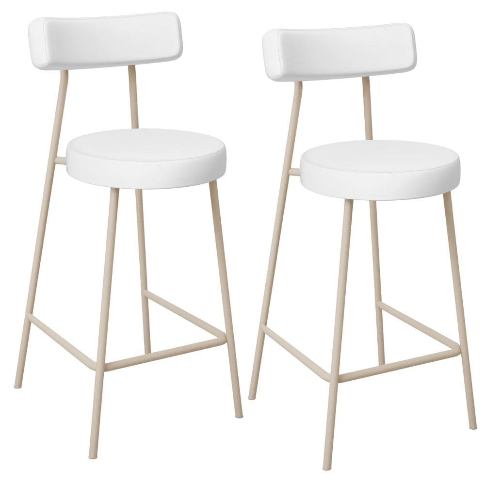 Kit 02 Banquetas Baixa Cozinha Sala Jantar Bancada Milão Arena L02 Facto Branco  -LyamDecor