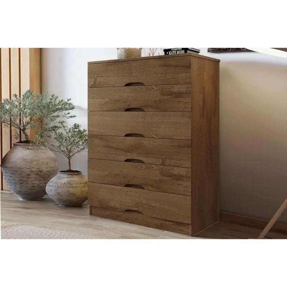 Cômoda De Quarto Sevilha C- 6 Gavetas Braúna - Europa