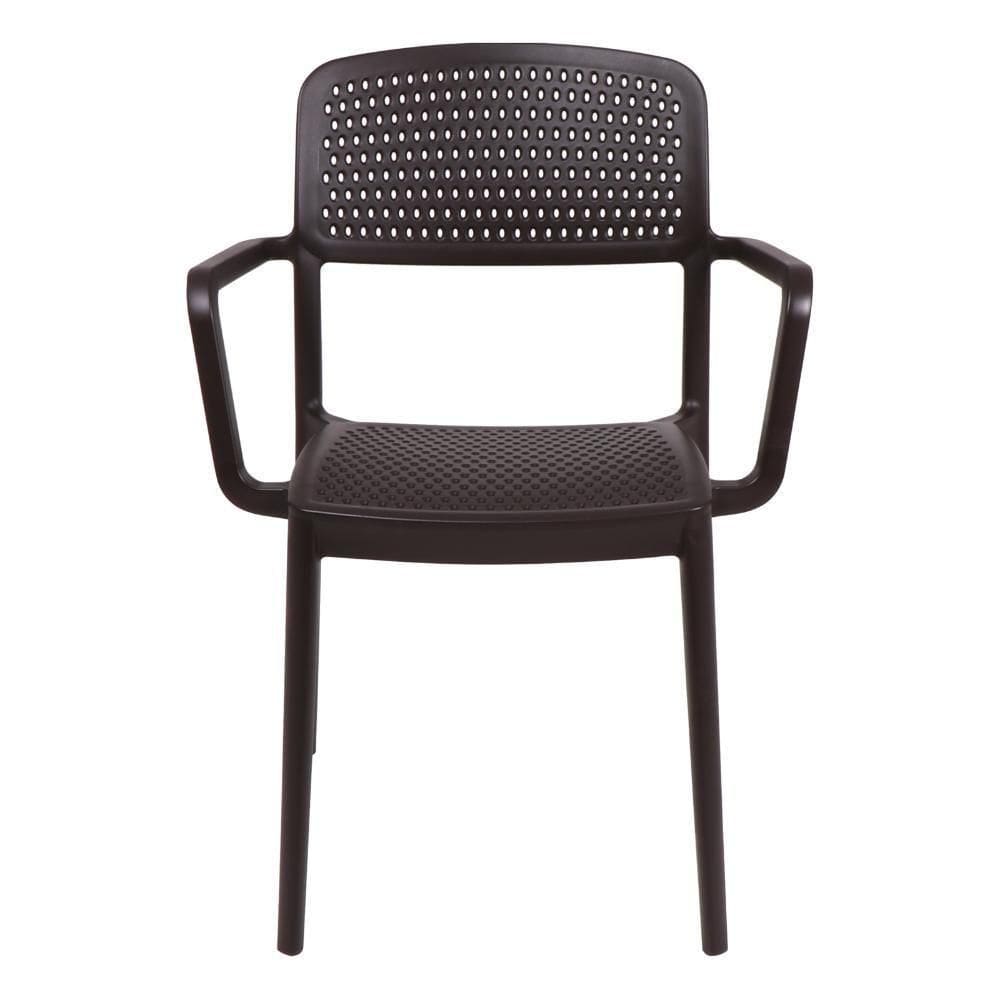 Cadeira Tramontina Serena Em Polipropileno Marrom Com Braços
