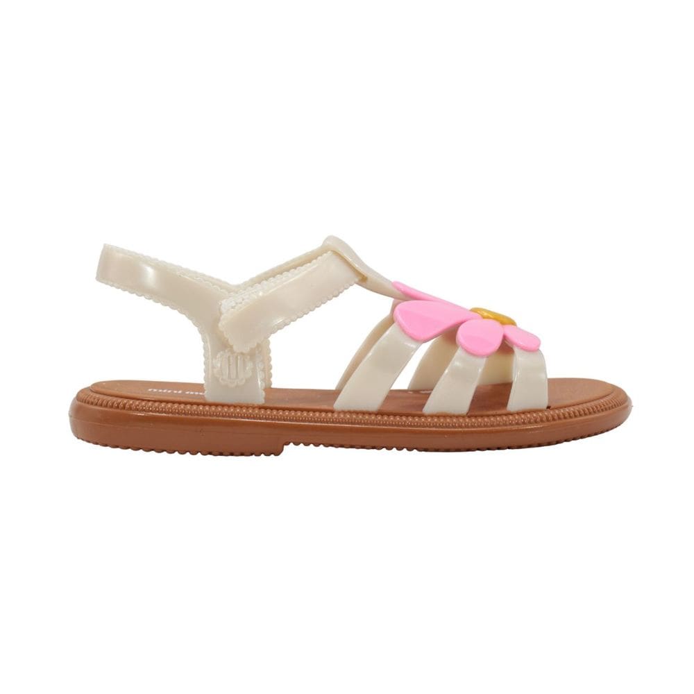 Sandália Mini Melissa Hip Bloomy Infantil Marrom e Rosa