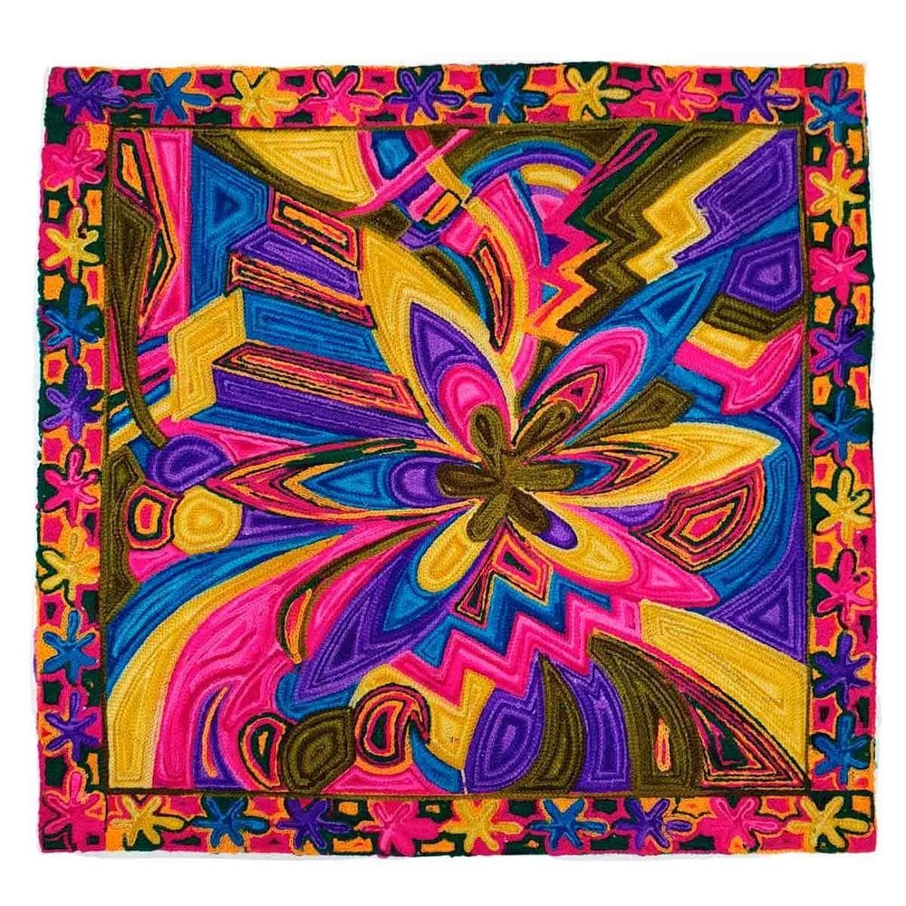 Capa De Almofada Indiana Bordada 100% Algodão 45X45Cm