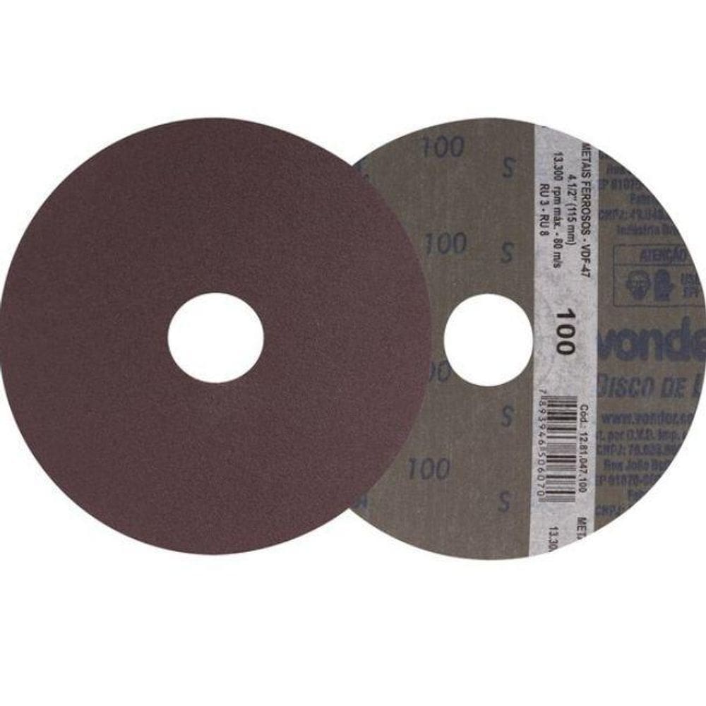 Disco De Lixa 4.1/2 Grão 100 Vdf-47 - Vonder