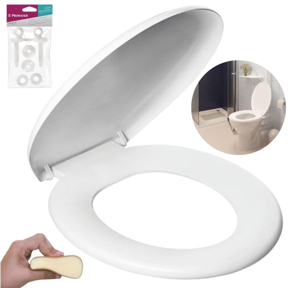 Assento Vaso Oval Almofadado + Parafusos Assento Sanitário