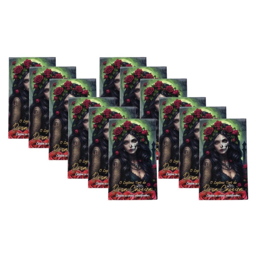 Kit 12 O Tarô Da Rosa Caveira 36 Cartas Plas+Man