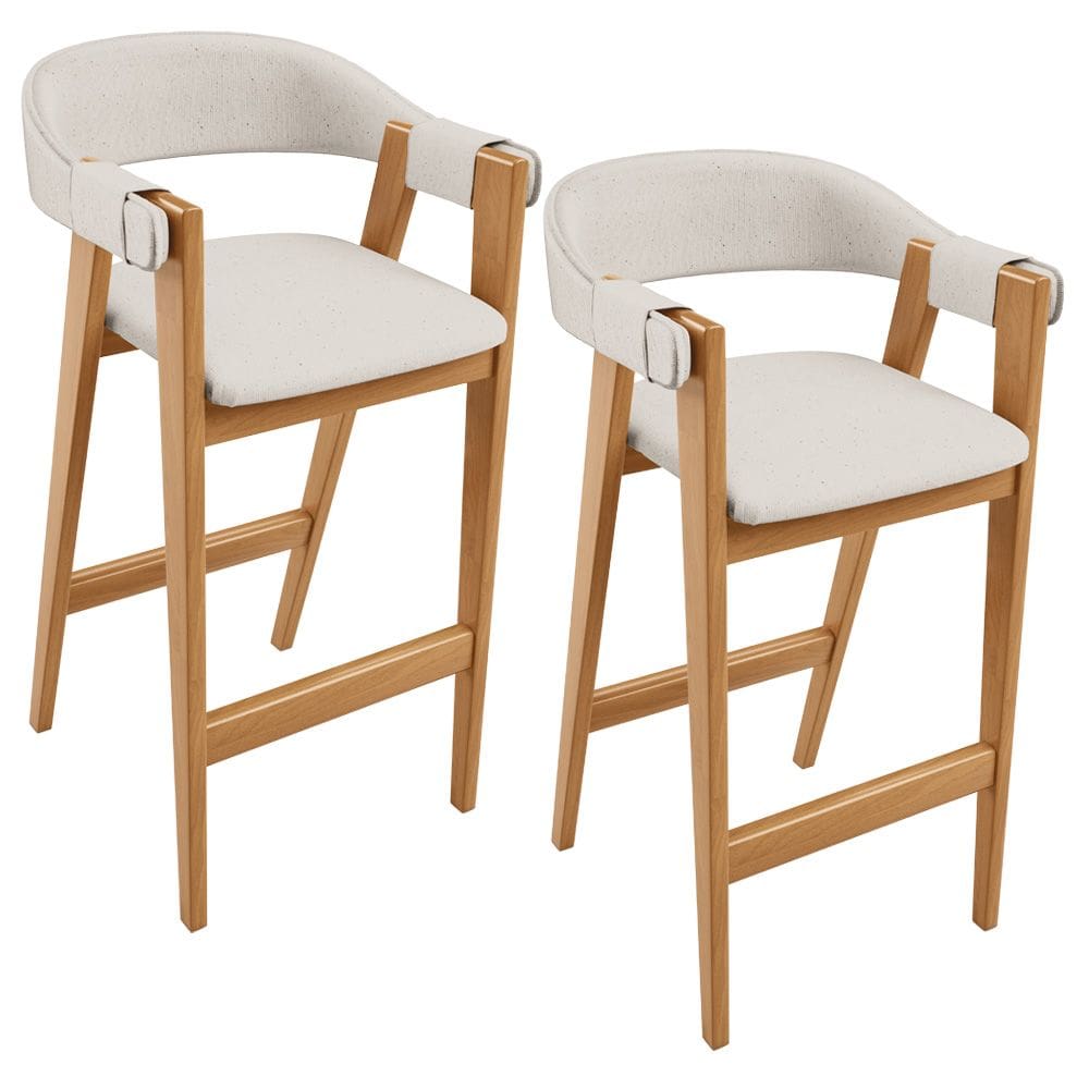 Kit 02 Banquetas Alta Bar Cozinha Sala de Jantar Bar Nadja L02 Linho Cru - Lyam Decor